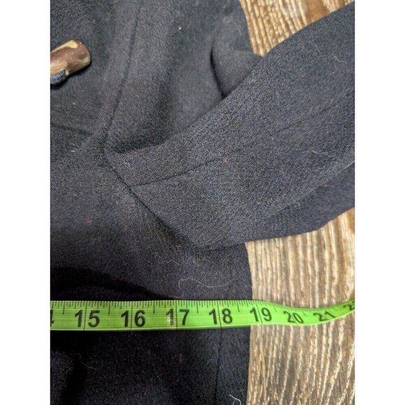 Banana Republic Black Wool Jacket Overcoat Red Piping Unlined M Faux Horn - Picture 5 of 8